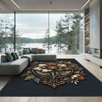 Antique Gold Floral Ornament Medallion Rug