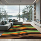 Vibrant Orange Forest Tiger Stripe Rug