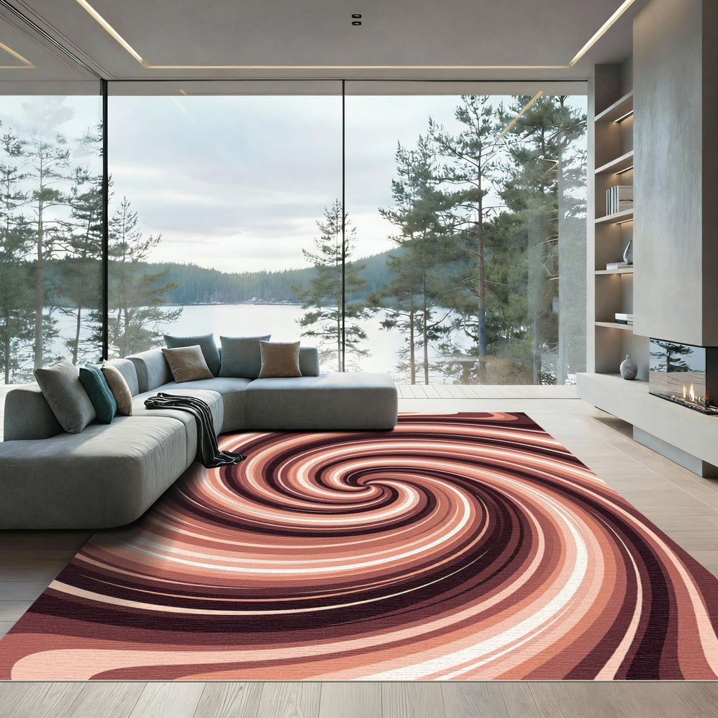 Chocolate Swirl Abstract Spiral Rug