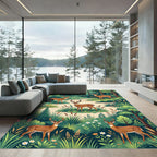 Enchanted Woodland Forest Deer Scene Rug