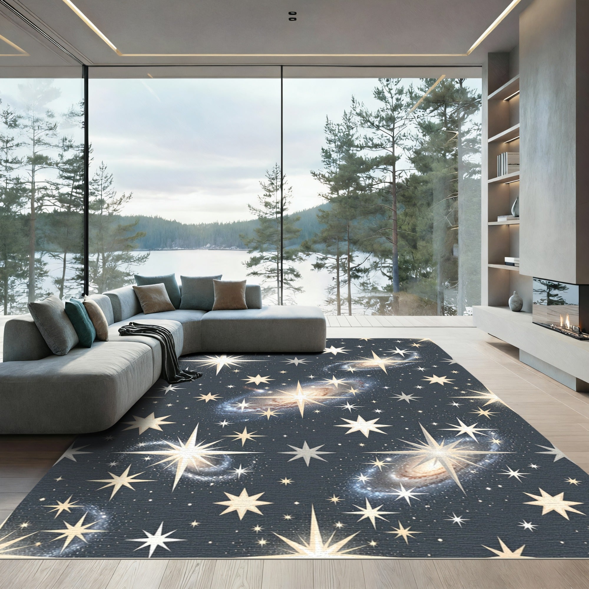 Cosmic Galaxy Starfield Sparkle Rug