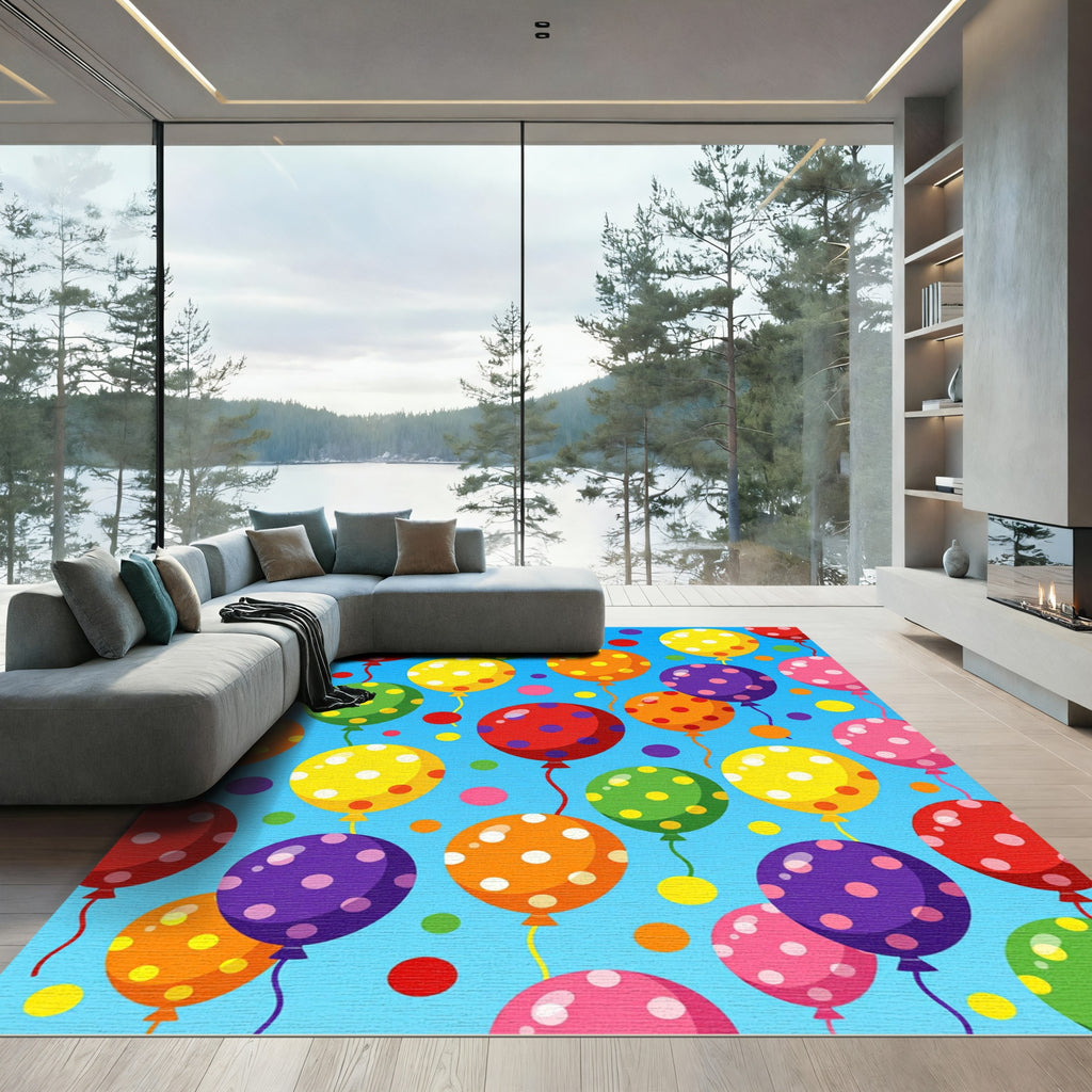 Vibrant Polka Dot Balloon Scatter Rug
