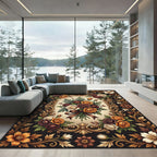 Elegant Baroque Rose Bouquet Ornament Rug