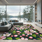 Soft Pink Cherry Blossom Floral Meadow Rug