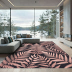 Rose Gold Fern Foliage Pattern Rug