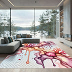 Crimson Coral Ink Flow Rug