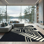 Monochrome Geometric Illusion Stairs Rug