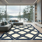 Navy Nautical Rope Grid Lattice Rug