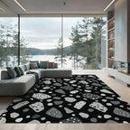 Monochromatic Abstract Pebble Arrangement Rug