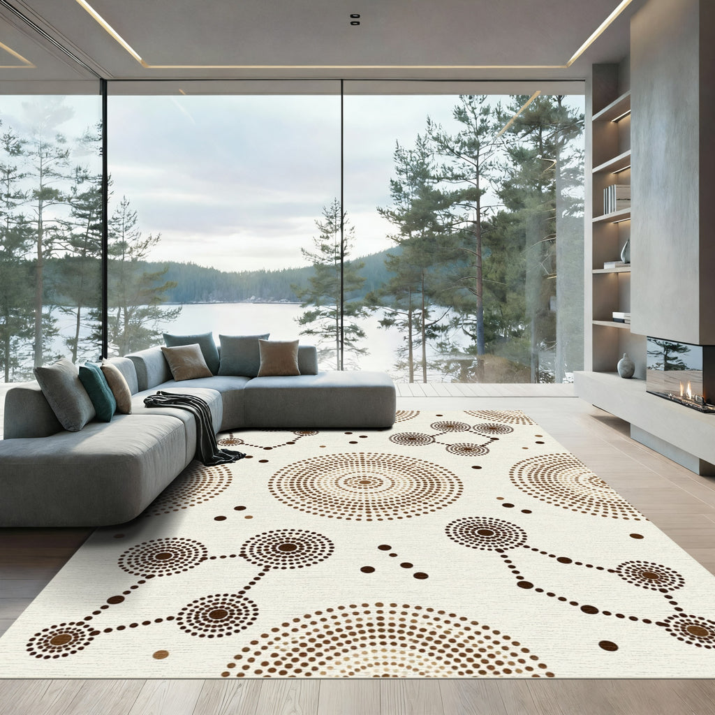Brown Dotted Circles and Connections Rug