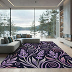 Lavender Floral Swirl Botanical Garden Rug