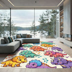 Colorful Playful Triceratops Dinosaur Illustration Rug