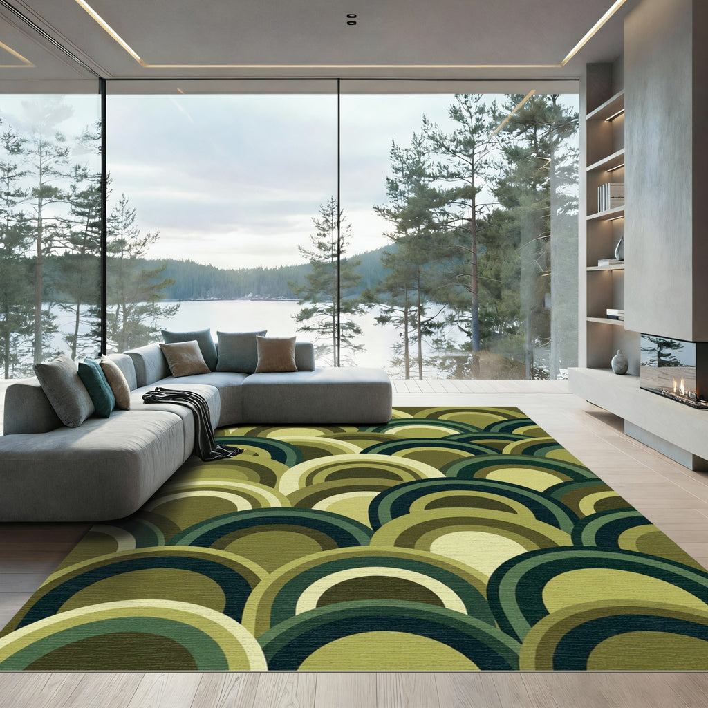 Muted Forest Green Arc Stack Rug