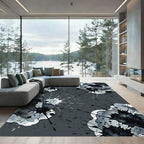 Modern Monochrome Ink Splatter Artful Rug