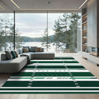 Modern Emerald Green Linear Geometric Stripe Rug