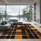 Golden Brown Plaid Tartan Check Rug