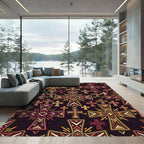 Ornate Golden Crosses Dark Tapestry Rug