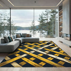 Golden Lattice Geometric Intersecting Lines Rug