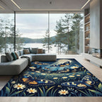 Luminous Moonlight Butterfly Wildflower Meadow Rug