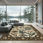 Ornate Cream Lotus Vine Floral Rug