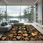 Gilded Vine Lattice Black Rug