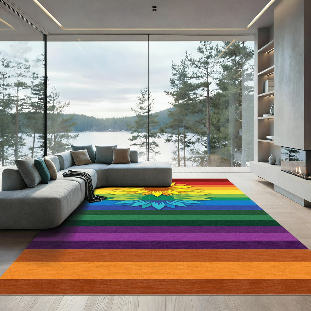 Rainbow Sunflower Bloom Rug