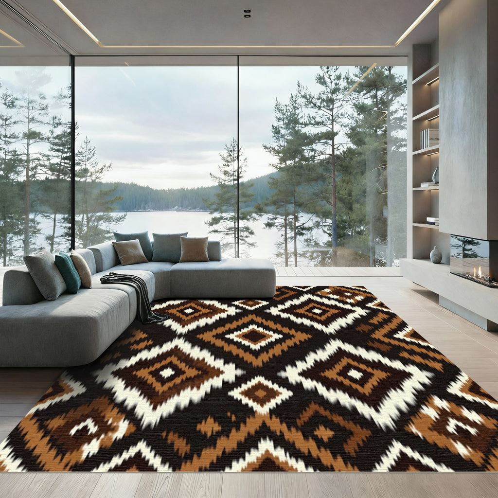 Earthy Diamond Ikat Medallion Rug