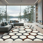 Rustic Copper Wire Hexagon Grid Rug