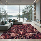 Coral Dotted Mandala Burst Rug