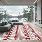 Deep Red Vertical Stripes Rug