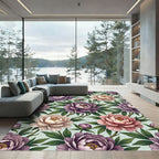 Plum Pale Rose Peony Garden Rug