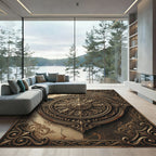 Ornate Bronze Medallion Filigree Tabletop Rug