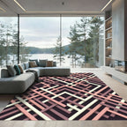 Modern Taupe Pink Geometric Interlace Rug