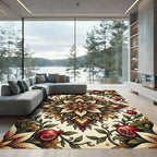 Crimson Pomegranate Floral Medallion Rug