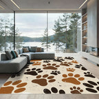 Neutral Earthy Tone Paw Animal Art Rug