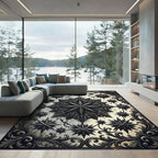Gothic Black Star Celestial Medallion Rug