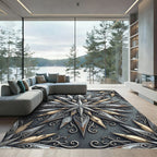 Metallic Grey Antiqued Star Medallion Rug