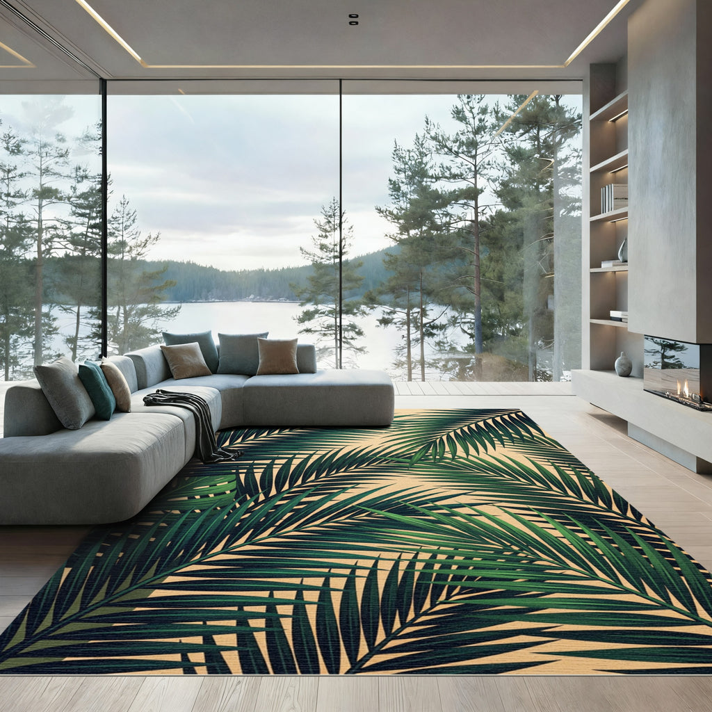 Emerald Palm Frond Canopy Rug