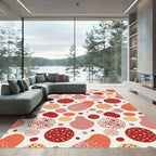 Whimsical Red Polka Dot Amorphous Shapes Rug