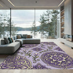 Ornate Purple Floral Medallion Composition Rug