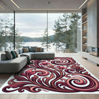 Crimson Blush Floral Swirl Ornament Rug