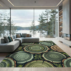 Green Wood Grain Rings Foliage Rug