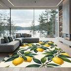 Fresh Vibrant Yellow Lemon Botanical Art Rug