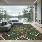 Sage Geometric Chain Link Stepped Tile Rug