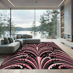 Art Deco Pink Leaf Fountain Art Rug