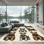 Charming Terrier Dog Illustration Set Rug