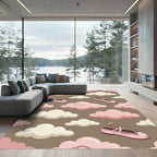 Pink Ballet Slippers and Clouds Rug