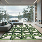 Lush Sage Fern Lattice Grid Rug