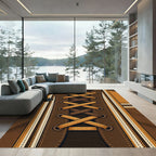 Laced Leather Aesthetic Earthy Brown Rug