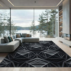 Monochromatic Geometric Structure Overlay Rug